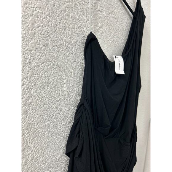LANE BRYANT Women's 26 28 Black One Shoulder Shift Dress Knee Length Lined - Picture 2 of 8